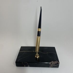 Sheaffer White Dot Desk Pen with Italian Black Marble Base New Ballpoint Refill